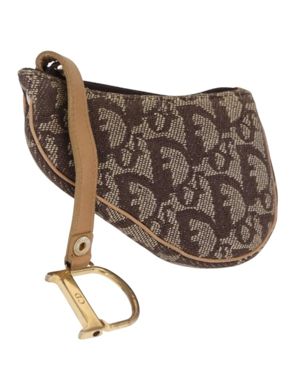 Christian Dior Trotter Canvas Saddle Coin Purse Beige